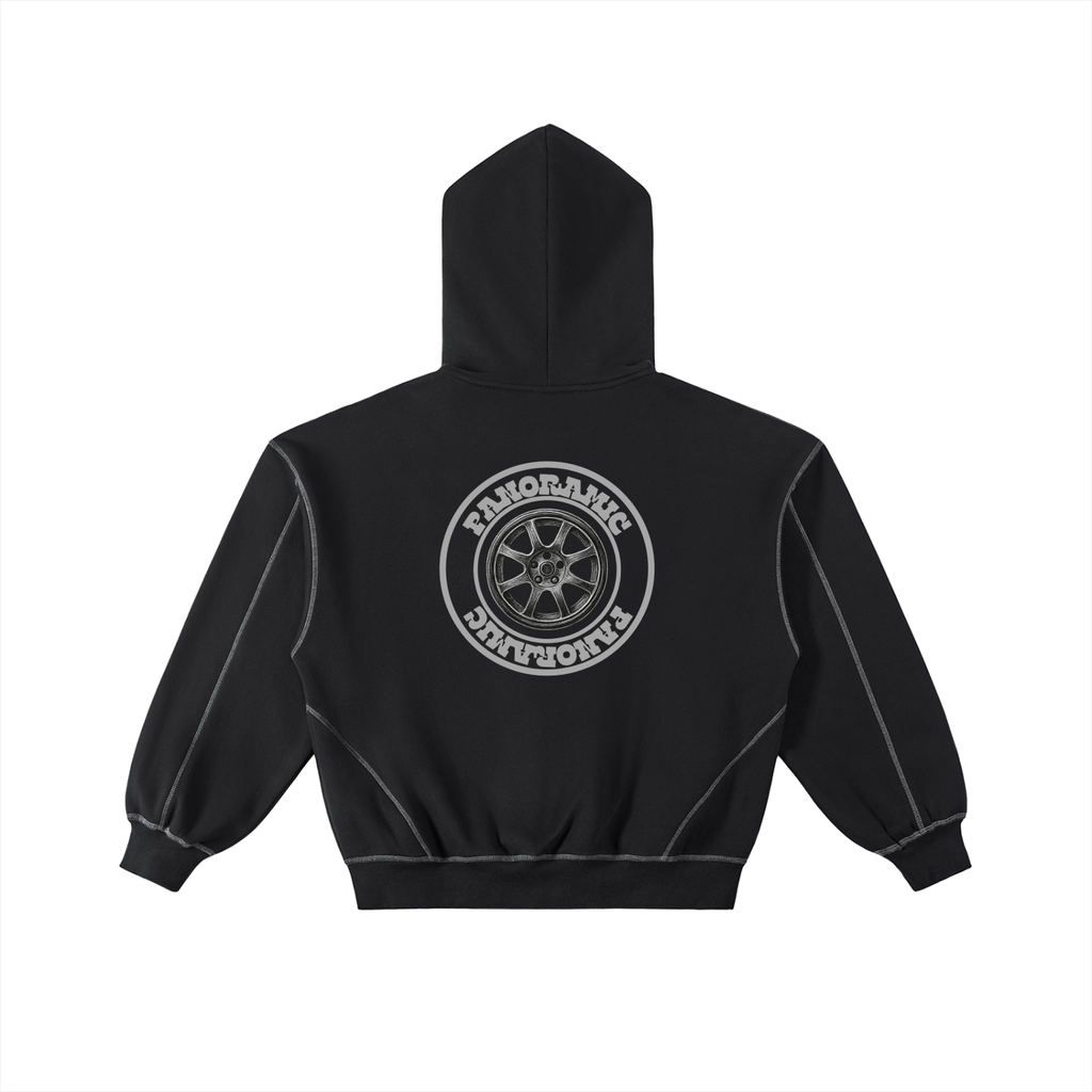 Circle Logo Stitched Zip Hoodie