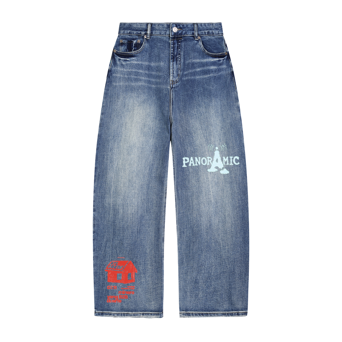 PRINTS DENIM BAGGED JEANS