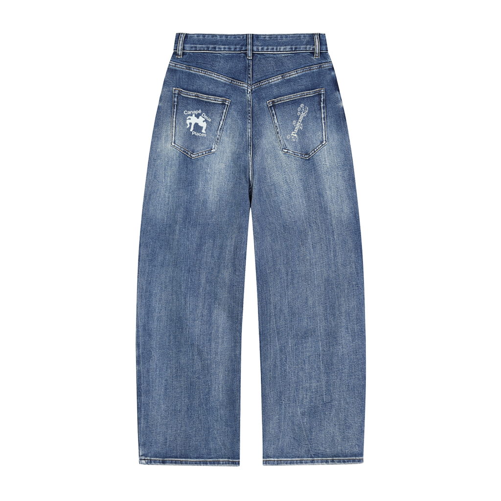 PRINTS DENIM BAGGED JEANS