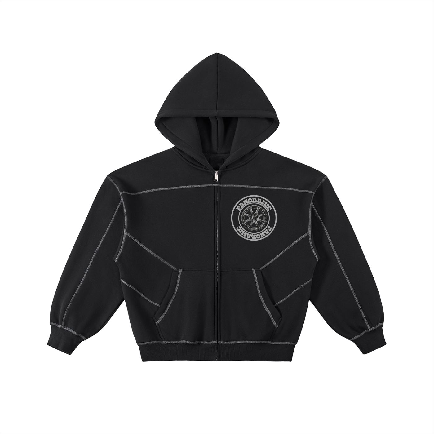 Circle Logo Stitched Zip Hoodie