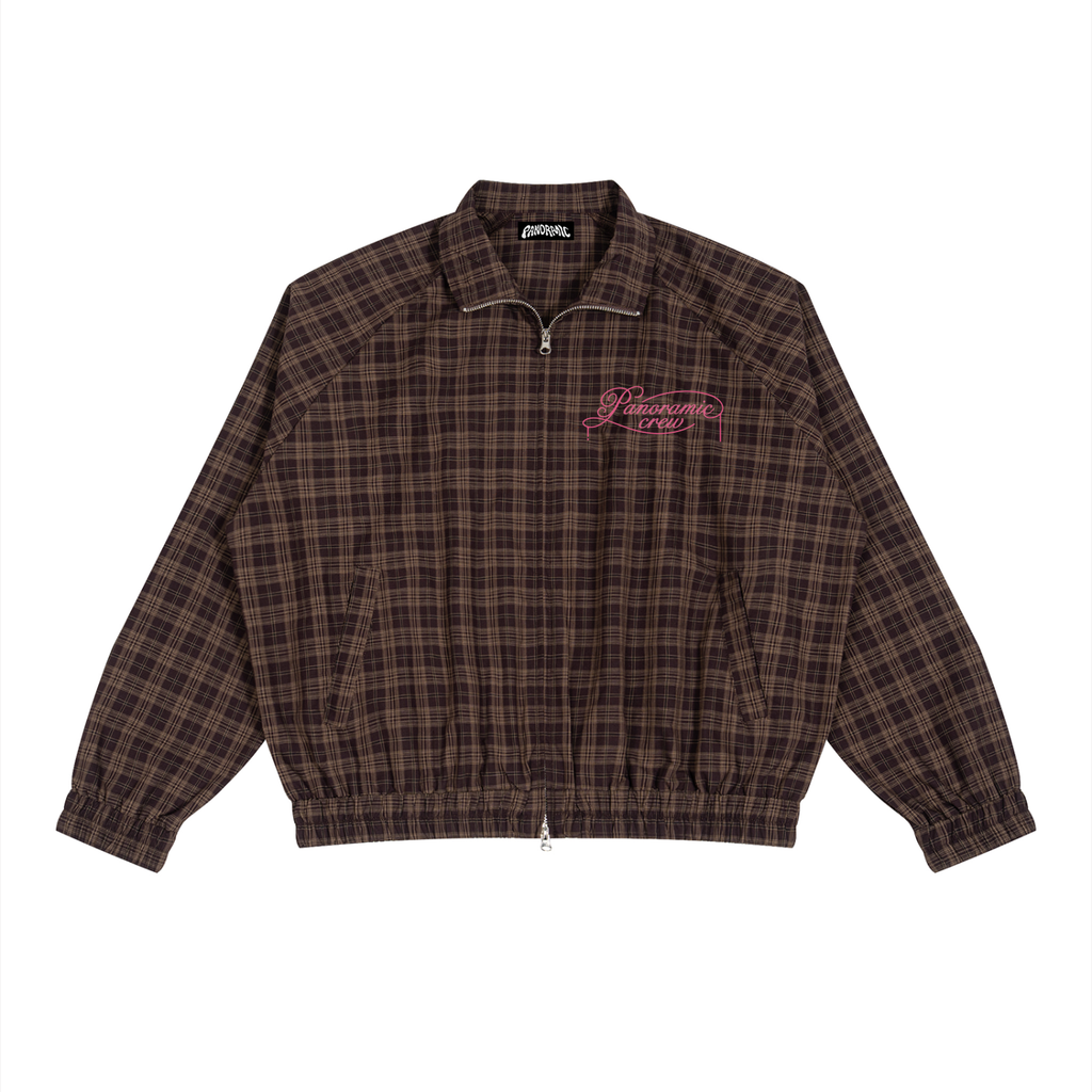 PLAID ZIP UP TRACK JACKET
